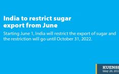 India to restrict sugar export from June  
