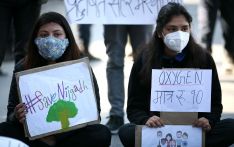 视觉故事丨尼泊尔环保主义者采取行动要求政府改善加德满都空气质量
