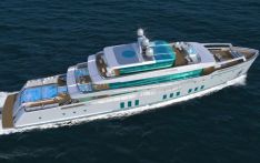 The superyacht concept with an infinity pool and open-air cinema