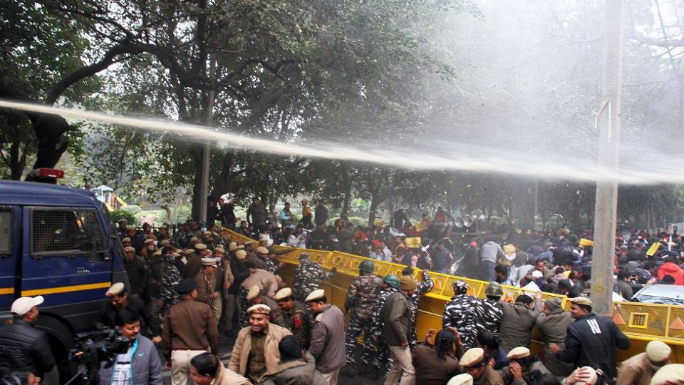 People protesting in Delhi