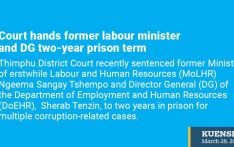 Court hands former labour minister and DG two-year prison term