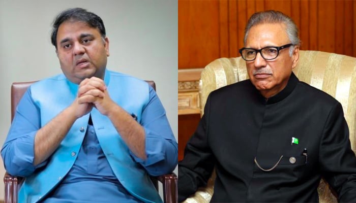 PTI Senior Vice-President Fawad Chaudhry (left) and President Arif Alvi. — Radio Pakistan