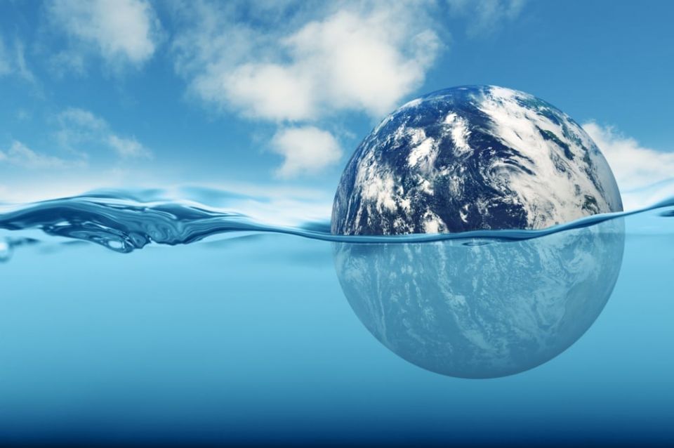 地球，上升，海洋，水平，概念