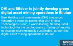 DHI and Bitdeer to jointly develop green digital asset mining operations in Bhutan