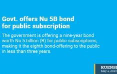 Govt. offers Nu 5B bond for public subscription