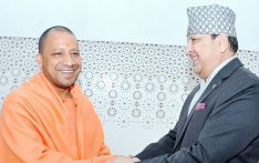 Former king on ‘state visit’ to India with family, meets Indian leader Adityanath