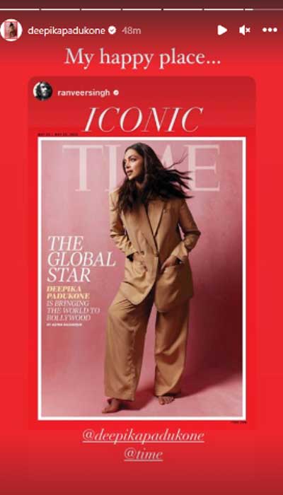 Deepika Padukone appears on Time magazine cover, husband Ranveer Singh reacts