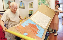83岁老人用丝锦画讲述丝路陕西故事