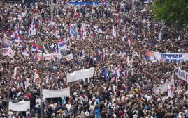 Giant rally against Serbia govt over mass shootings