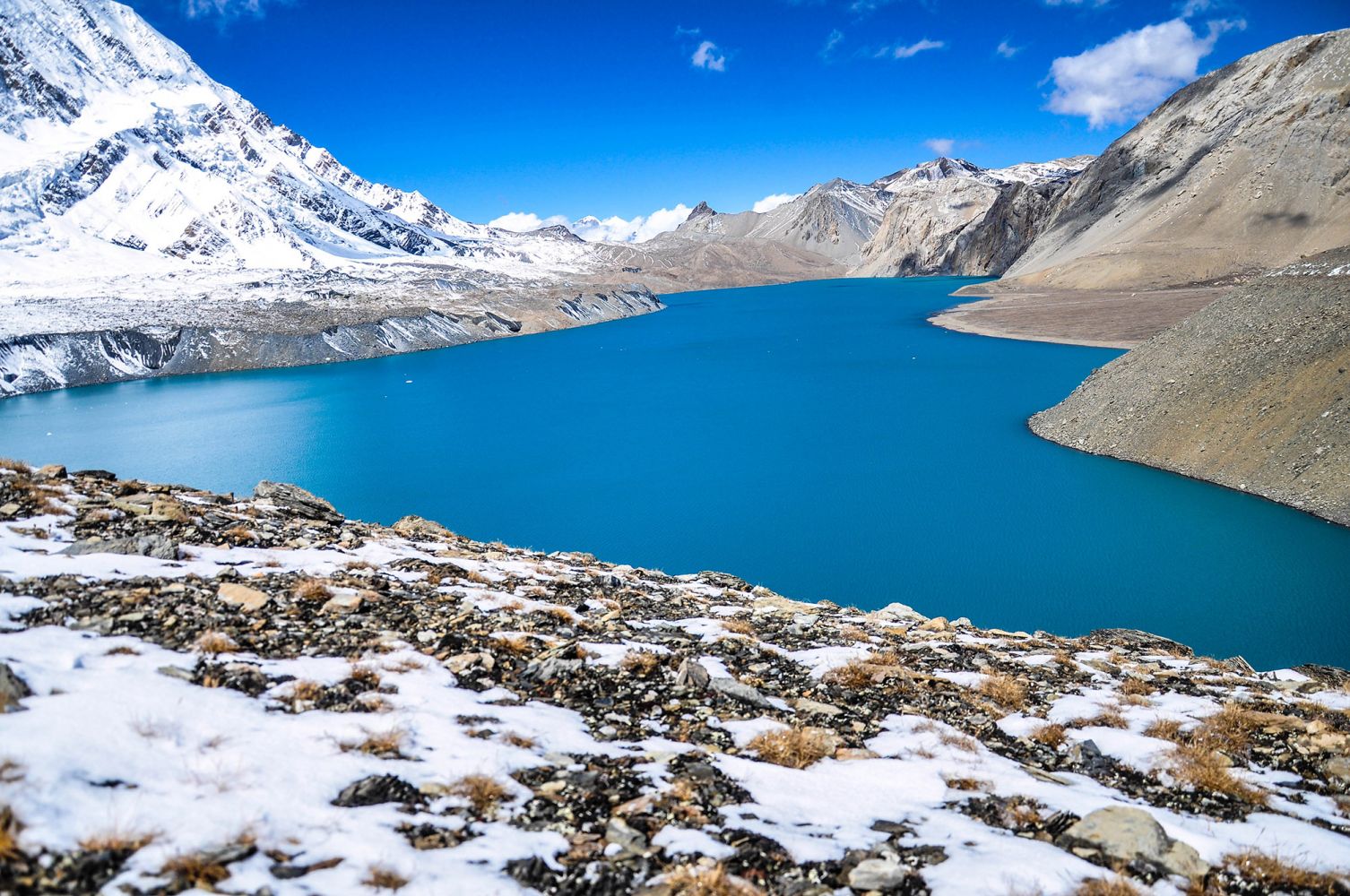 One of the world’s highest lakes, Tilicho Lake sits at 4,919 meters (16,138 ft.) in the Annapurna mountain range in Manang, Nepal.