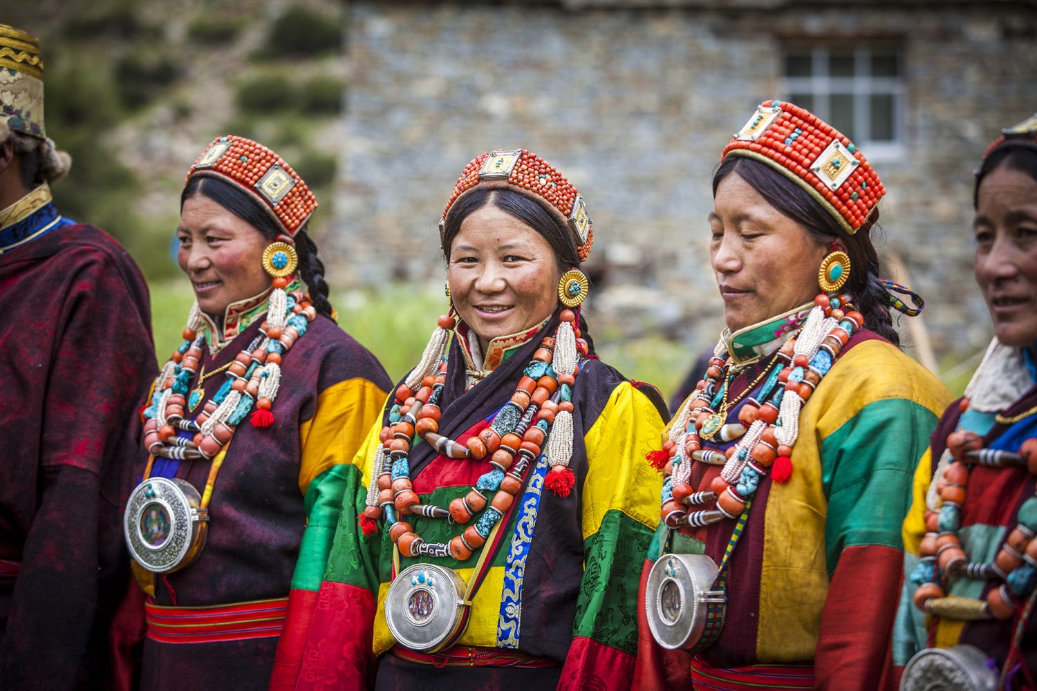 The communities in Humla in western Nepal speak various dialectsthat have much in common with Tibetan spoken across the border in the TibetAutonomous Region of China. These women are from Namkha Rural Municipality,Humla.