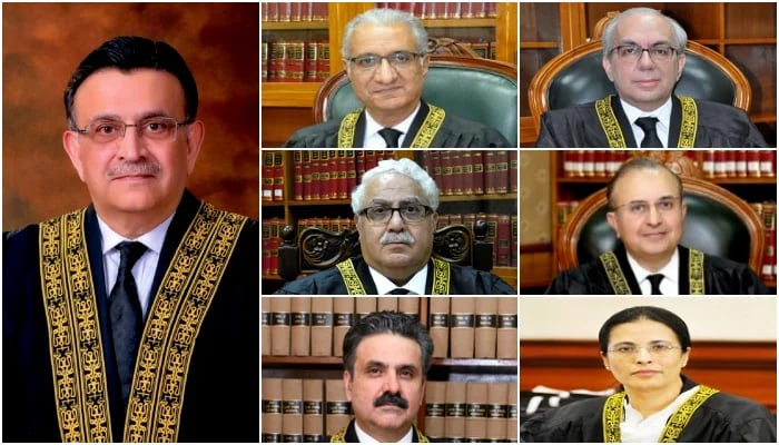 Seven-member Supreme Court bench formed to hear the petitions challenging the military trials of civilians. — Supreme Court website