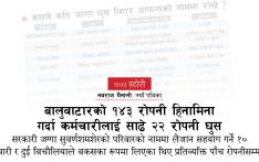 बालुवाटारको १४३ रोपनी हिनामिना गर्दा कर्मचारीलाई साढे २२ रोपनी घुस