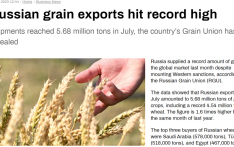 俄媒：尽管西方不断收紧制裁，俄7月向全球市场供应粮食数量创新高