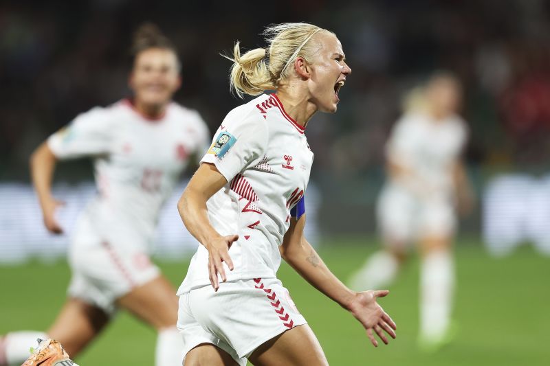 Pernille Harder celebrates after scoring the first goal of Denmark's 2-0 victory over Haiti on August 1. <a href="https://www.cnn.com/sport/live-news/uswnt-portugal-group-stage-womens-world-cup-08-01-23/h_d2ec41756a8f7e49b2ca2590e3226d01" target="_blank">The win</a>, coupled with China's defeat against England, meant Denmark would advance to the knockout stage and face co-host Australia.