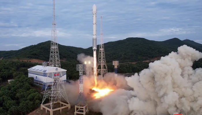The Chollima-1 rocket, carrying a spy satellite, takes off from an undisclosed location in North Korea on May 31, 2023. — AFP