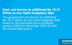 Govt. can borrow an additional Nu 18.21 billion as non-hydro budgetary debt