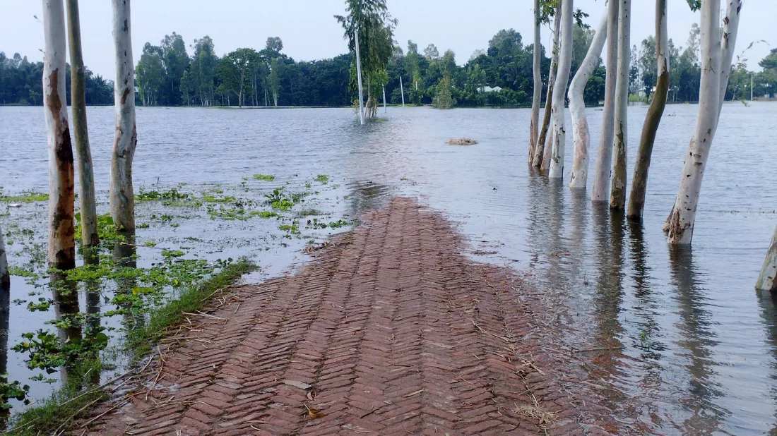 Brahmaputra water overflows in Gaibandha, flooding river basin areas