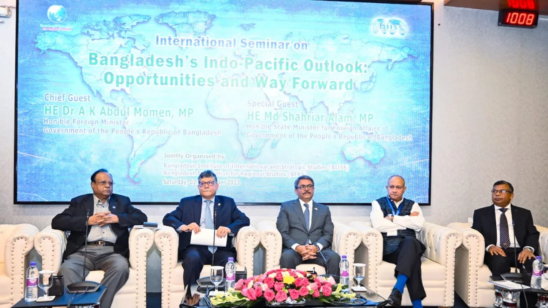 Foreign Secretary Masud Bin Momen attends a seminar on Bangladesh's Indo-Pacific outlook (IPO) in Dhaka, on Saturday, September 2, 2023. Photo: Courtesy