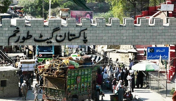 The Torkham border can be seen in this picture as people and vehicles cross the border. — AFP/File