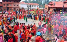 Teej coloured Pashupatinath and other Shiva temples all Red Today