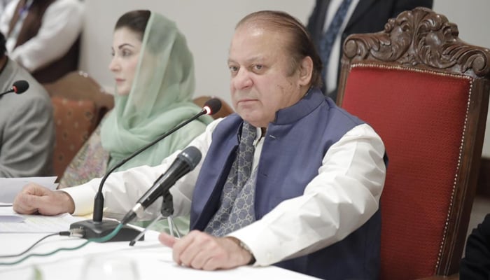 Former prime minister Nawaz Sharif while meeting with politicians in Quetta on November 15, 2023. — Facebook/Maryam Nawaz Sharif