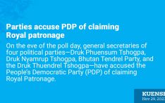 On the eve of the poll day, general secretaries of four political parties—Druk Phuensum Tshogpa, Druk Nyamrup Tshogpa, Bhutan Tendrel Party, and the Druk Thuendrel Tshogpa—have accused the People’s De