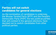 Parties will not switch candidates for general elections