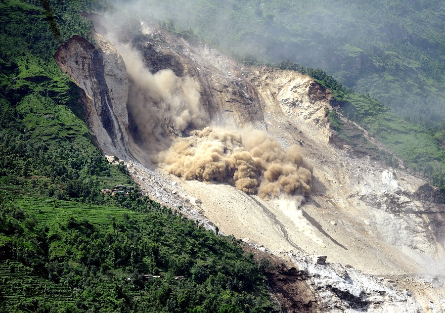 Massive landslide blocked Sunkoshi River 01