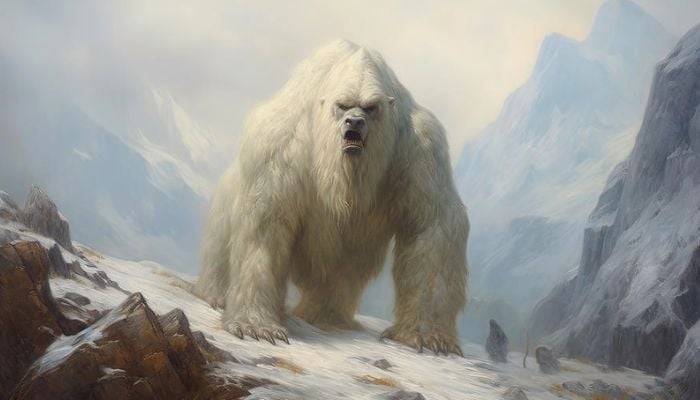 A representation image of the Yeti Legend in the mountains of India. — X/@pixelspx