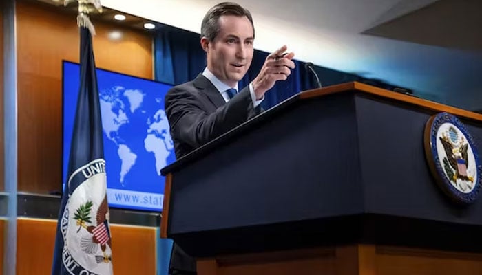 The still image taken from a video posted on August 2, 2023, shows the US State Department spokesperson, Matthew Miller, during a press briefing on August 1, 2023, in Washington, D.C., USA. — AFP