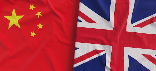 Premium Photo | Flags of china and great britain linen flag closeup flag  made of canvas chinese flag beijing uk united kingdom state national  symbols 3d illustration
