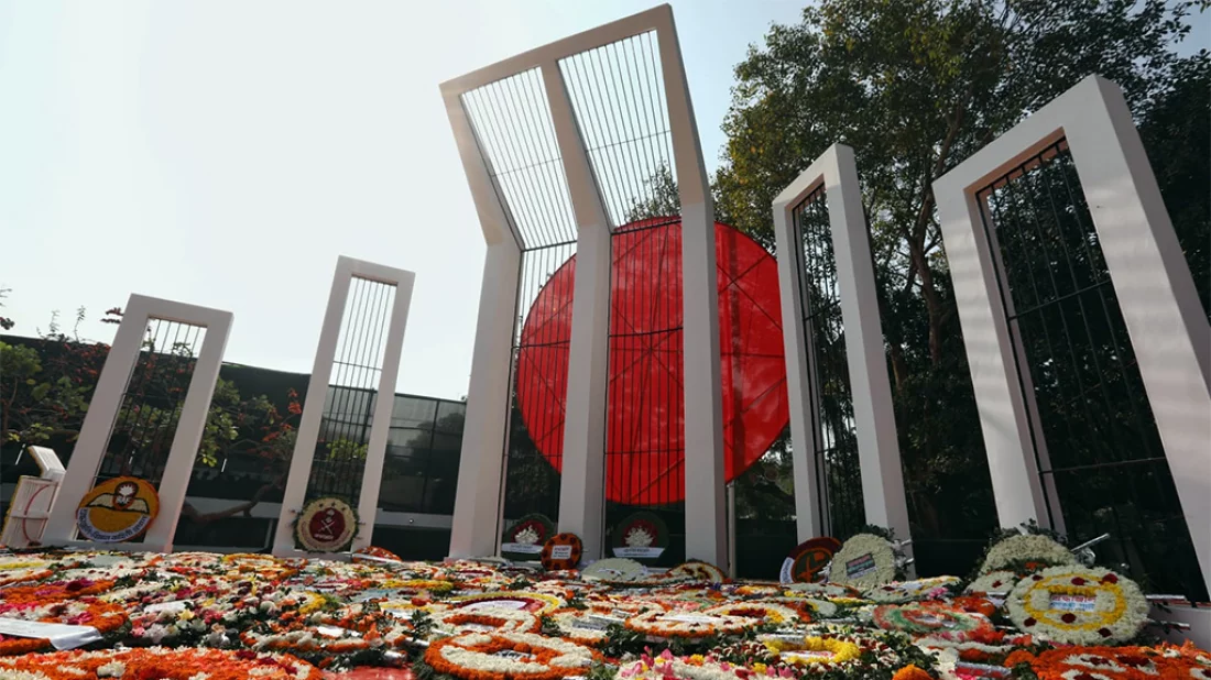 FILE IMAGE: This image shows the Central Shaheed Minar premises adorned with wreaths on Martyrs` Day, Wednesday,  February 21, 2024. Photo: Ahadul Karim Khan/Dhaka Tribune