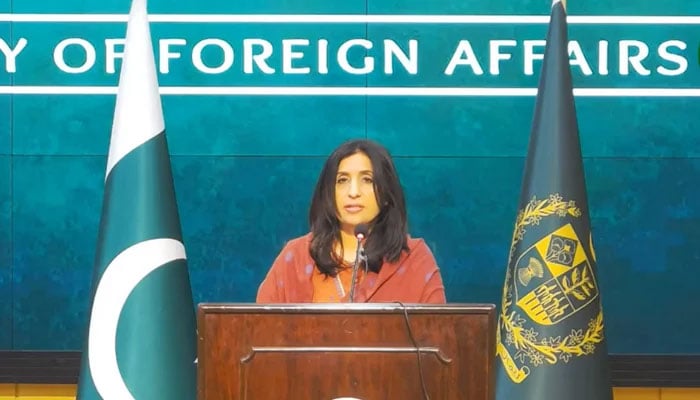 FO Spokesperson Mumtaz Zahra Baloch speaks during her weekly press briefing in this still in Islamabad on February 1, 2024. — Facebook/Ministry of Foreign Affairs, Islamabad