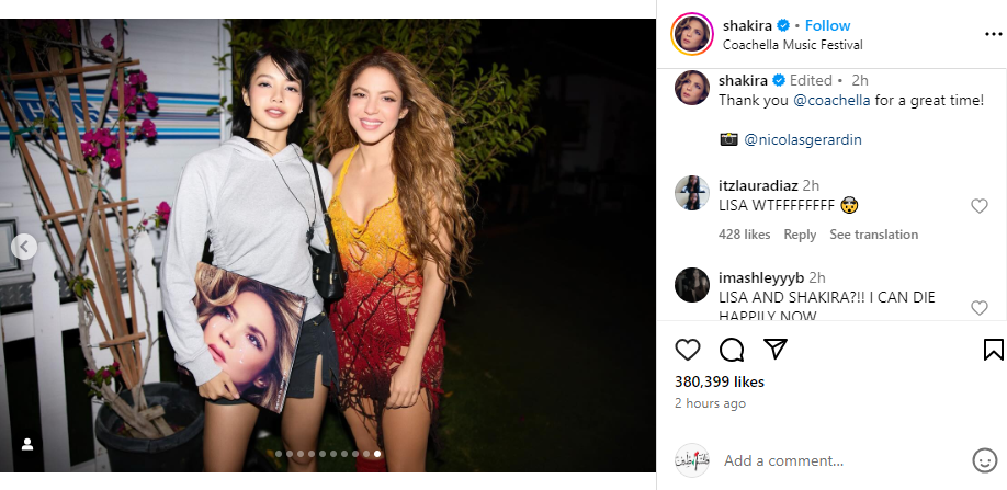 Shakira teases BLACKPINKs Lisa collab in new photo at Coachella 2024