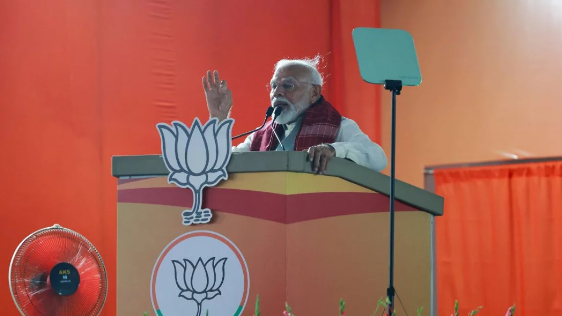 File Photo: India's Prime Minister Narendra Modi delivers a speech as he attends an election campaign at Bengaluru, in Karnataka on April 20, 2024. Photo: Reuters