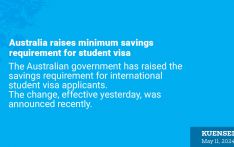 Australia raises minimum savings requirement for student visa