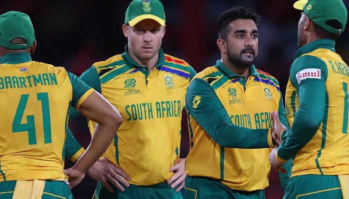 South Africas players celebrate their win over Nepal during the ongoing T20 World Cup 2024 match at Arnos Vale Ground, Arnos Vale, St Vincent, West Indies on June 15, 2024. — X/@ProteasMenCSA