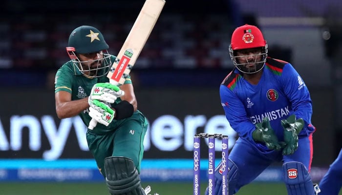 Babar Azam in action against Afghanistan during the T20 World Cup 2021. — ICC