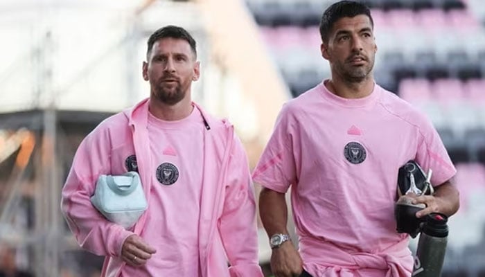 Inter Miami CF forward Luis Suarez (right) and forward Lionel Messi (left) seen ahead of a pre-season match. —Reuters/file