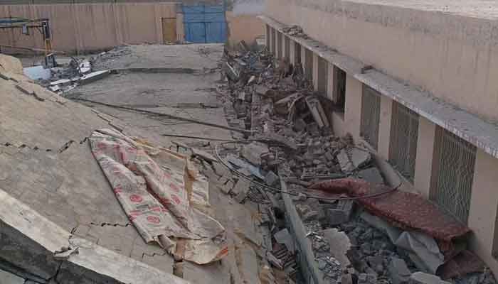 A representational image showing debris of a school blown up by militants in North Waziristan. — The News/Rasool Dawar/File