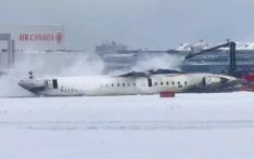 1个月内北美第四起航空事故：美客机翻覆致18人受伤 现场视频