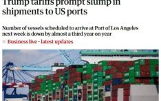 英国《卫报》：加征关税导致美国港口出货量暴跌