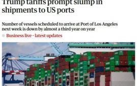 英国《卫报》：加征关税导致美国港口出货量暴跌