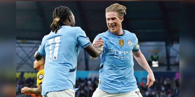 De Bruyne gives Man City crucial win over Wolves