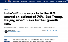印度对美iPhone出口增长76%，分析师称后续增速或放缓