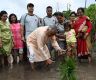 President Paudel participates in paddy transplanting ceremony