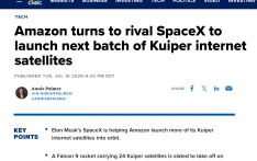 SpaceX将为亚马逊发射24颗“柯伊伯”卫星