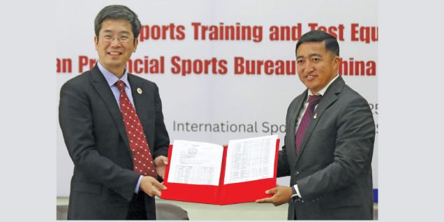 China donates sports equipment to NSC