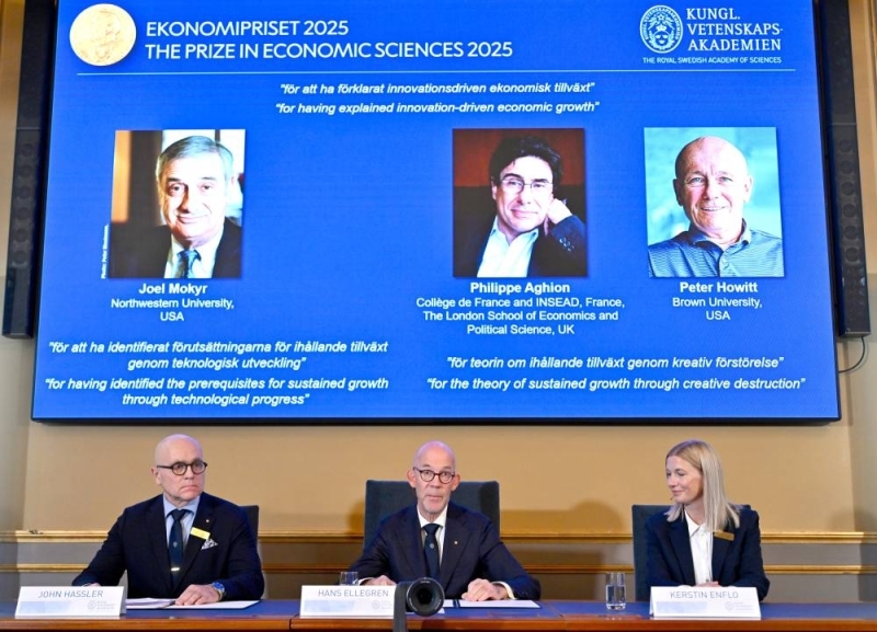 Nobel economics prize goes to 3 researchers for explaining innovation-driven economic growth